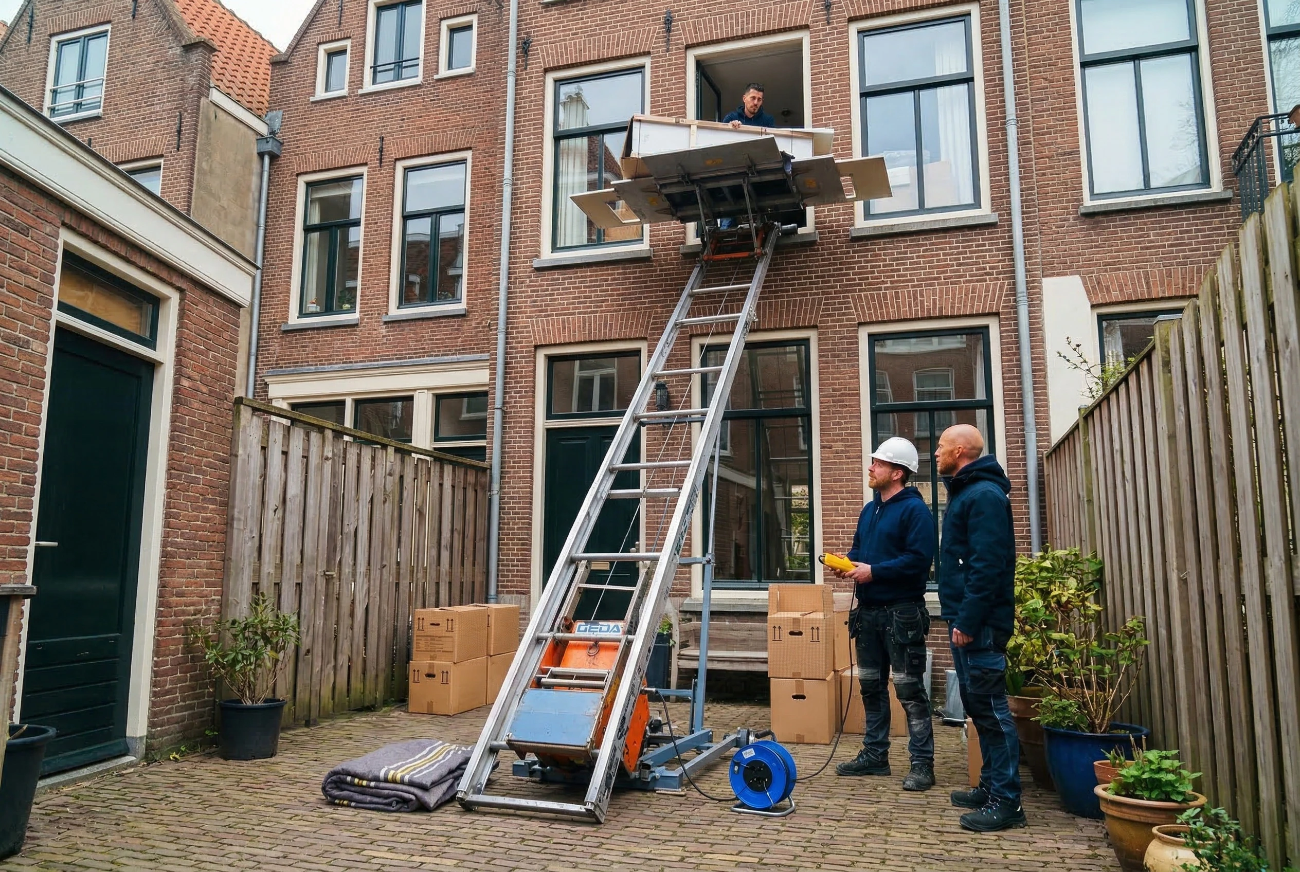 Gedalift in gebruik bij woning in Den Bosch
