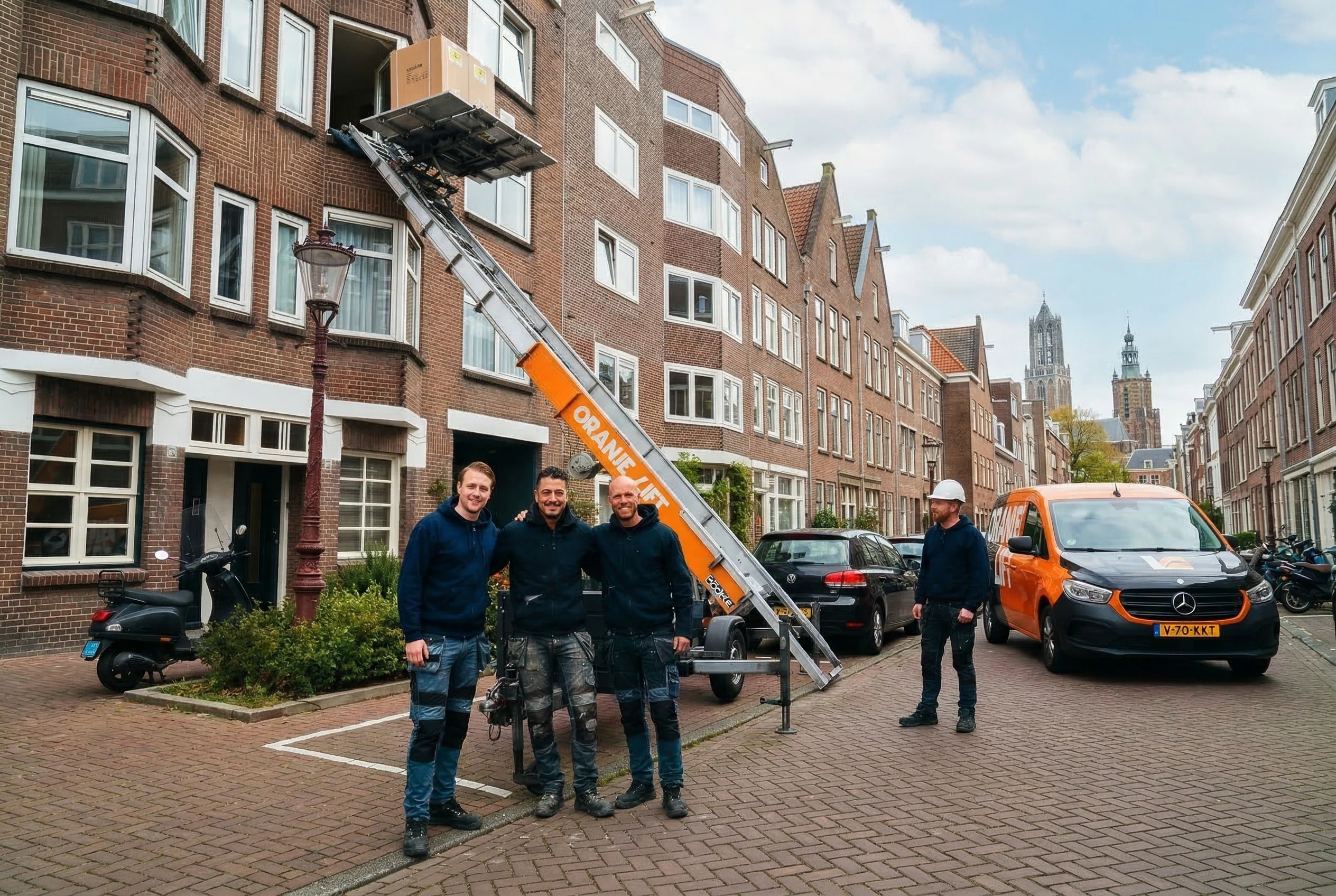 Verhuislift in gebruik bij appartementencomplex Den Bosch